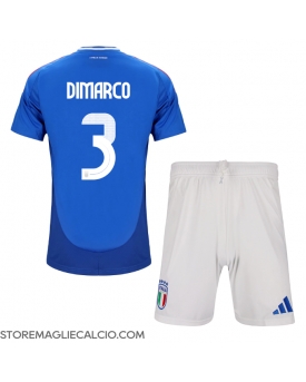 Italia Federico Dimarco #3 Maglia Gara Casa Repliche Europei 2024 Bambino